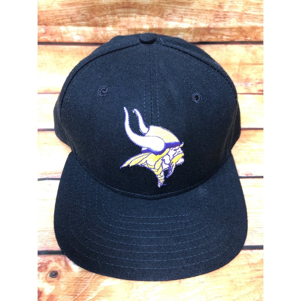 NOS Vintage MINNESOTA VIKINGS NFL Black New Era Pro Snapback Hat (b101)
